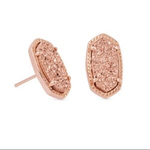 Ellie Rose Gold Stud Earrings In Rose Gold Drusy